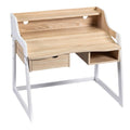 **Mesa de Trabalho em Madeira com Design Moderno e Compartimentos de Armazenamento**