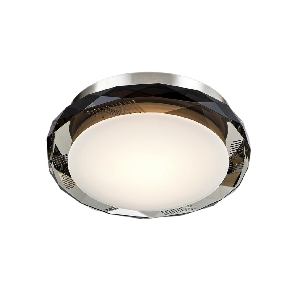 **Luminária de Teto Redonda com Acabamento de Cristal e Iluminação LED**