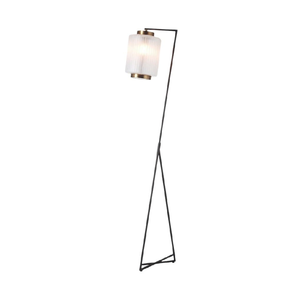 **Luminária de Pé Moderna com Design Escultural e Abajur de Vidro**